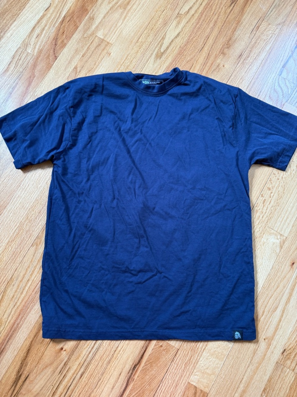 Mens WORKMAN Navy Crew Neck T-Shirt LARGE